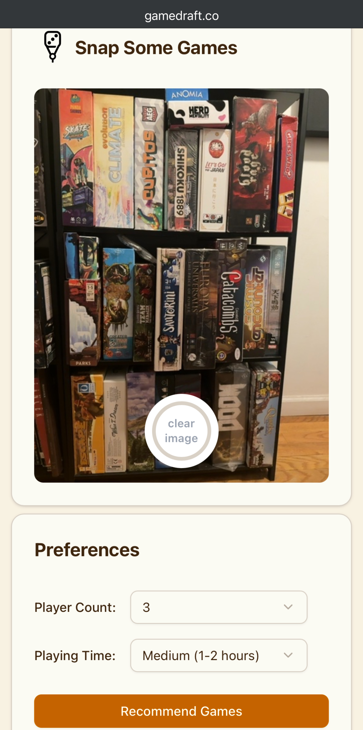 A screenshot of Game Draft